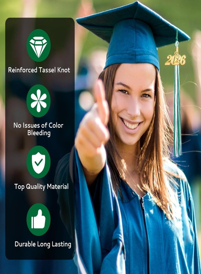 Nelisylux 2026 Tassel Graduation, Green and White Graduation Tassel, 2026 Tassel Charms for Graduations Cap Decorations, Tassels Memorial Grad Cords for College High School Graduate Hat Ceremonies Accessories - Image 3